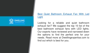 Best Quiet Bathroom Exhaust Fan With Led Light Dwellingexpertise.com