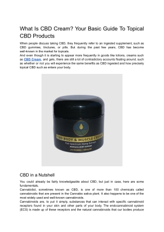 What Is CBD Cream_ Your Basic Guide To Topical CBD Products