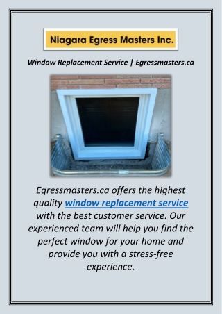 Window Replacement Service | Egressmasters.ca