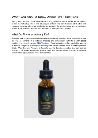 What You Should Know About CBD Tinctures