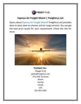 Express Air Freight Miami Freightrus.net