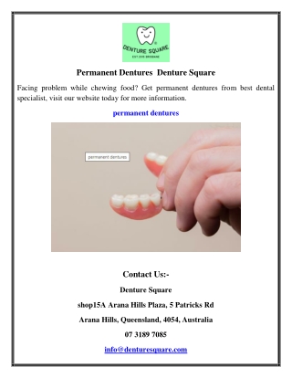 Permanent Dentures  Denture Square