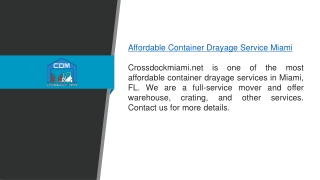 Affordable Container Drayage Service Miami Crossdockmiami.net