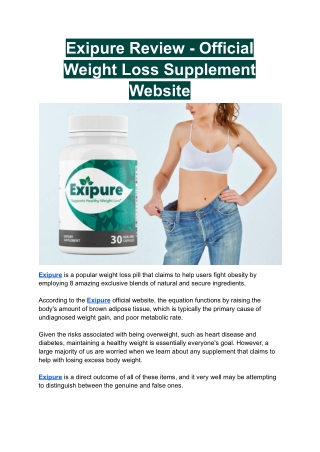 Exipure Review - How To Lose Weight Without Exercise!