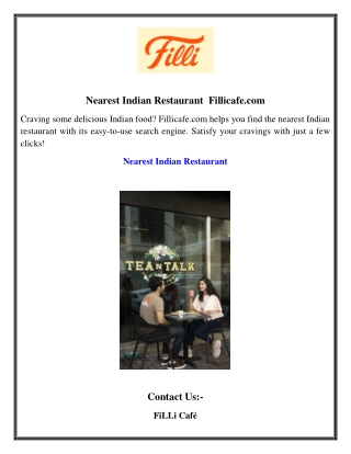 Nearest Indian Restaurant | Fillicafe.com