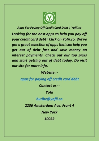 Apps For Paying Off Credit Card Debt  Yofii.co