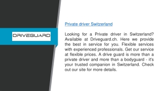 Private Driver Switzerland  Driveguard.ch