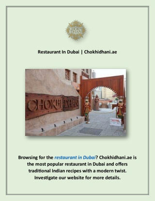 Restaurant In Dubai | Chokhidhani.ae