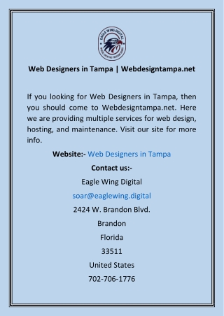 Web Designers in Tampa  Webdesigntampa.net