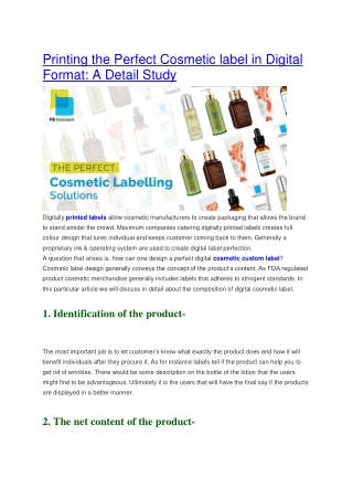 Printing the Perfect Cosmetic label in Digital Format: A Detail Study