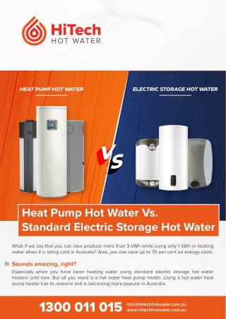 Heat Pump Hot Water vs Electric Storage Hot Water