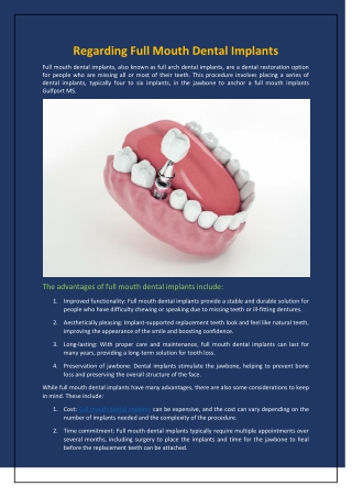 Regarding Full Mouth Dental Implants