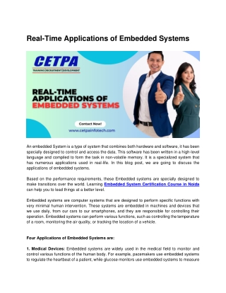 Real-Time Aplications of Embedded System