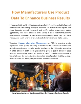 How Manufacturers Use Product Data To Enhance Business Results