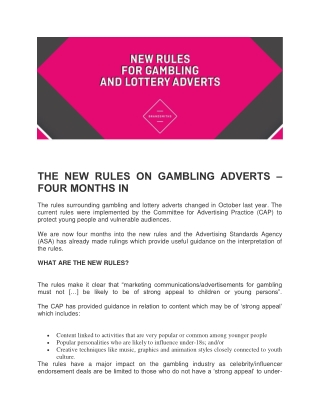 The New Rules on Gambling and Lottery Adverts - Brandsmiths