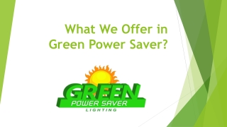 What We Offer in Green Power Saver