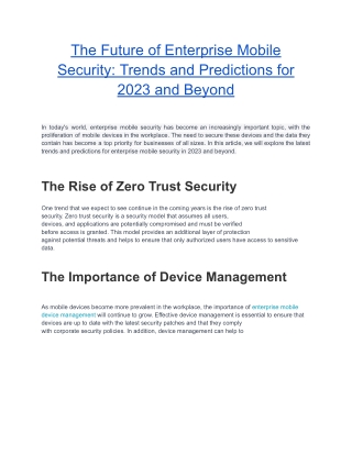 The Future of Enterprise Mobile Security Trends and Predictions for 2023 and Beyond