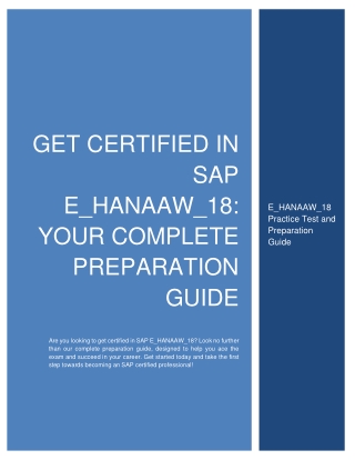 Get Certified in SAP E_HANAAW_18 Your Complete Preparation Guide