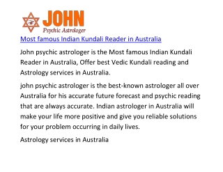 Most famous Indian Kundali Reader in Australia