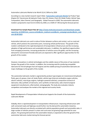 Automotive Lubricants Market