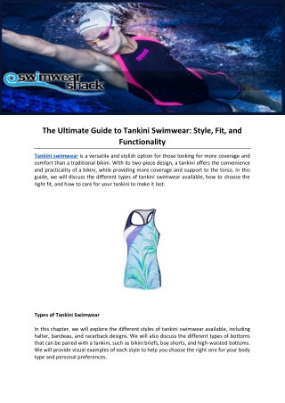 The Ultimate Guide to Tankini Swimwear: Style, Fit, and Functionality