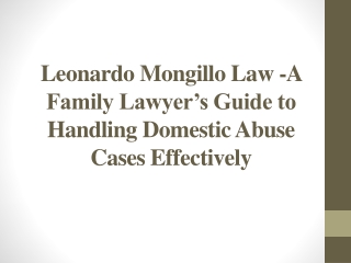 Leonardo Mongillo Law -Family Lawyer’s Guide to Handling Domestic Abuse Cases