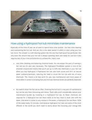 How using a Hydropool Hot Tub Minimises Maintenance - The Hot Tub and Swim Spa Company