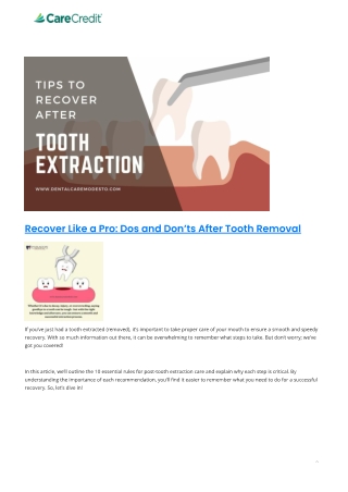 dos and don'ts after tooth removal
