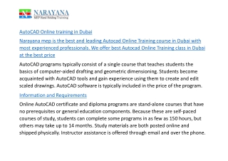 AutoCAD Online training in Dubai