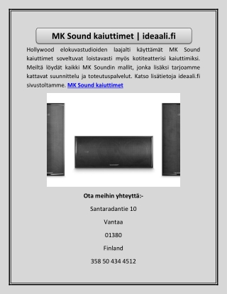 MK Sound kaiuttimet | ideaali.fi