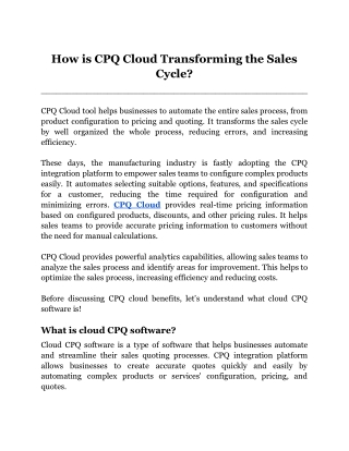 How is CPQ Cloud Transforming the Sales Cycle_