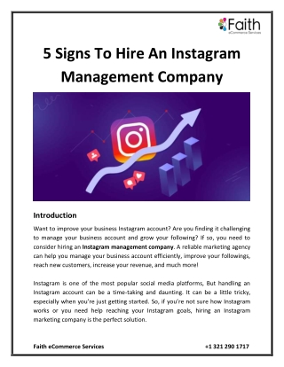 5 Signs To Hire An Instagram Management Company