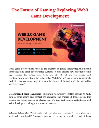 The Future of Gaming: Exploring Web3 Game Development