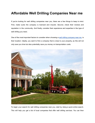 Affordable Well Drilling Companies Near Me