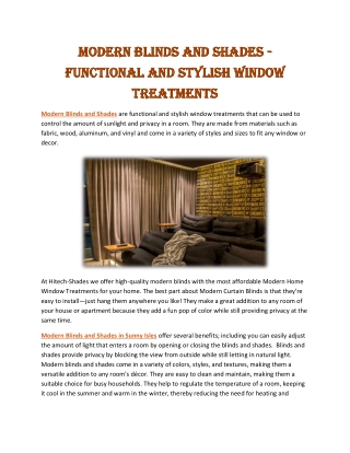 Modern Blinds and Shades -Functional and Stylish Window Treatments