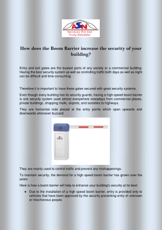 How does the Boom Barrier increase the security of your building?