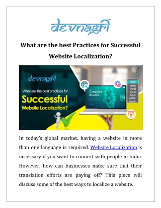 What are the best Practices for Successful Website Localization?