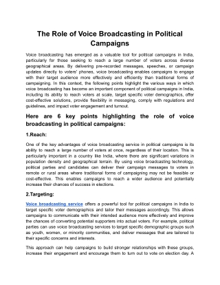 The Role of Voice Broadcasting in Political Campaigns