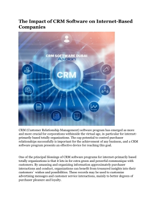 The Impact of CRM Software on Internet-Based Companies