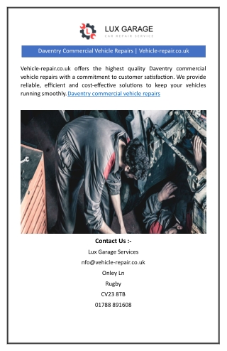 Daventry Commercial Vehicle Repairs | Vehicle-repair.co.uk