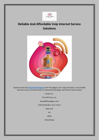 Reliable And Affordable Voip Internet Service Solutions