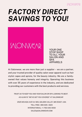 Why Salonwear has the best salon wear?