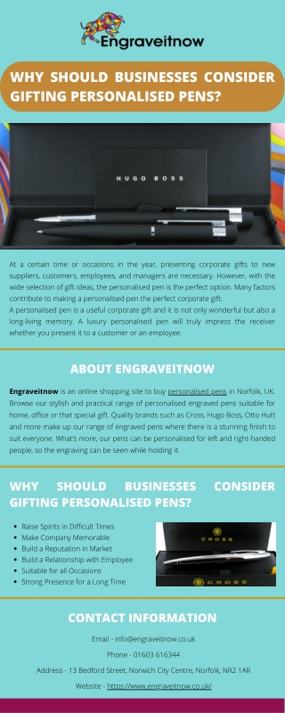 Why Should Businesses Consider Gifting Personalised Pens