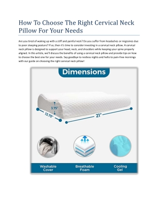 How To Choose The Right Cervical Neck Pillow For Your Needs