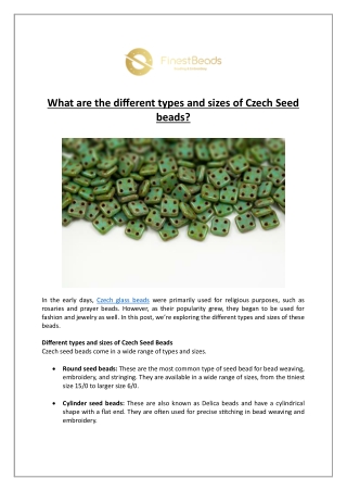 What are the different types and sizes of Czech Seed beads?