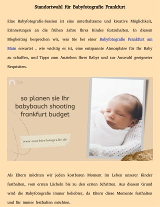 Standortwahl für Babyfotografie Frankfurt