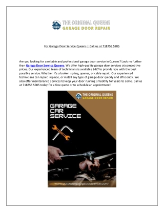For Garage Door Repair Queens | Call us at 718755 5985