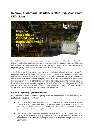 Improve Hazardous Conditions With Explosion-Proof LED Lights