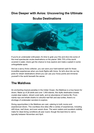 Dive Deeper with Avios_ Uncovering the Ultimate Scuba Destinations