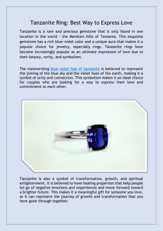 Tanzanite Ring: Best Way to Express Love